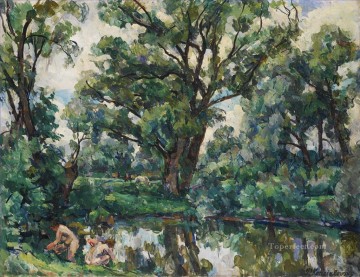 Petr Works - WILLOWS LANDSCAPE WITH HORSE Petr Petrovich Konchalovsky